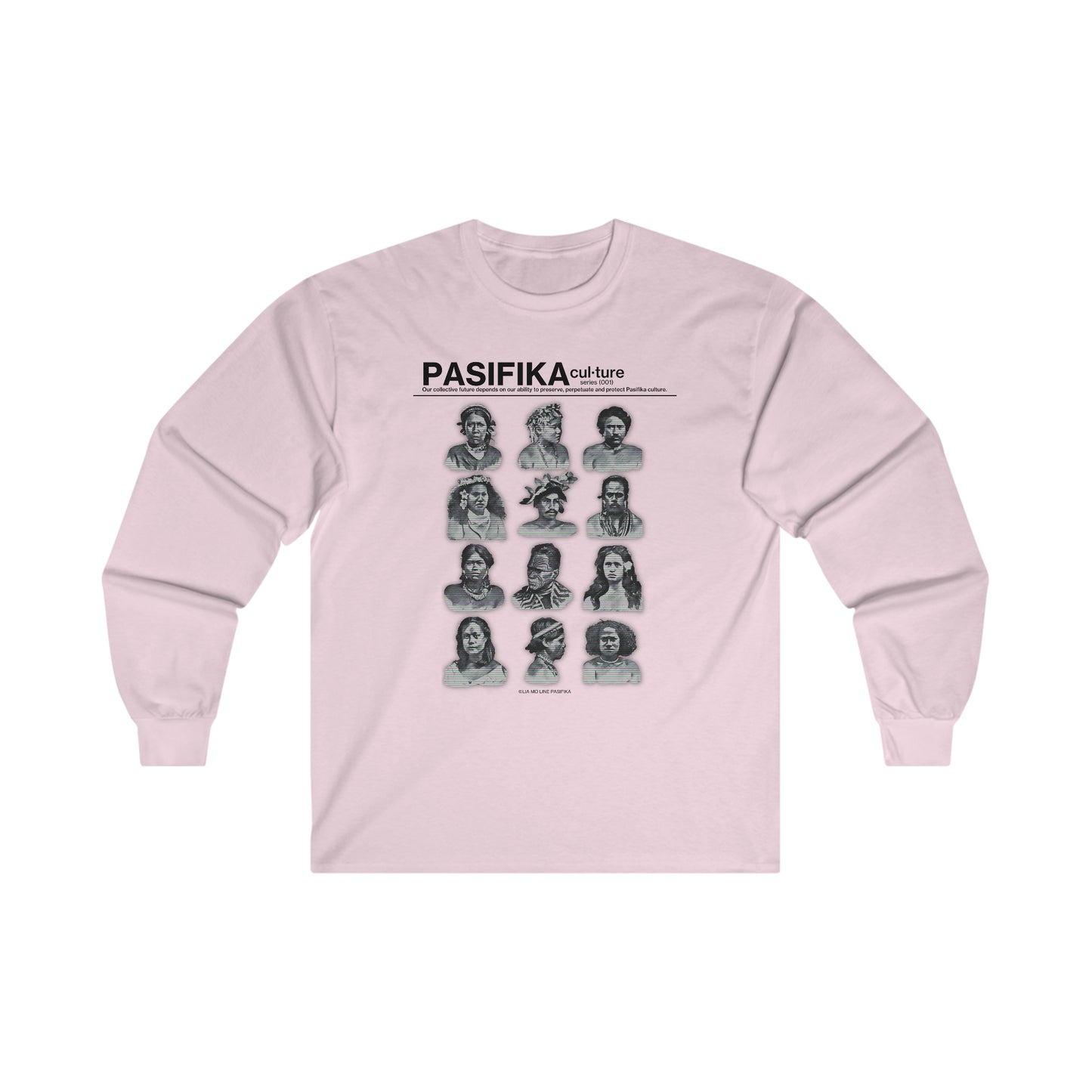 Pasifika Culture Series: 001 Faces of Pasifika Long Sleeve Tee-Heliaki