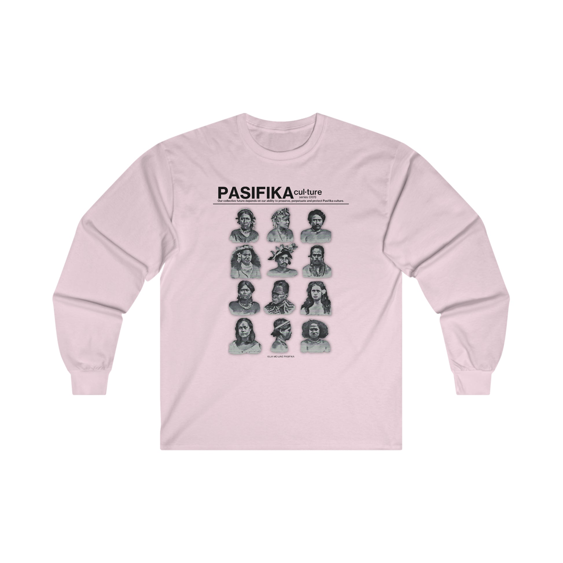 Pasifika Culture Series: 001 Faces of Pasifika Long Sleeve Tee-Heliaki