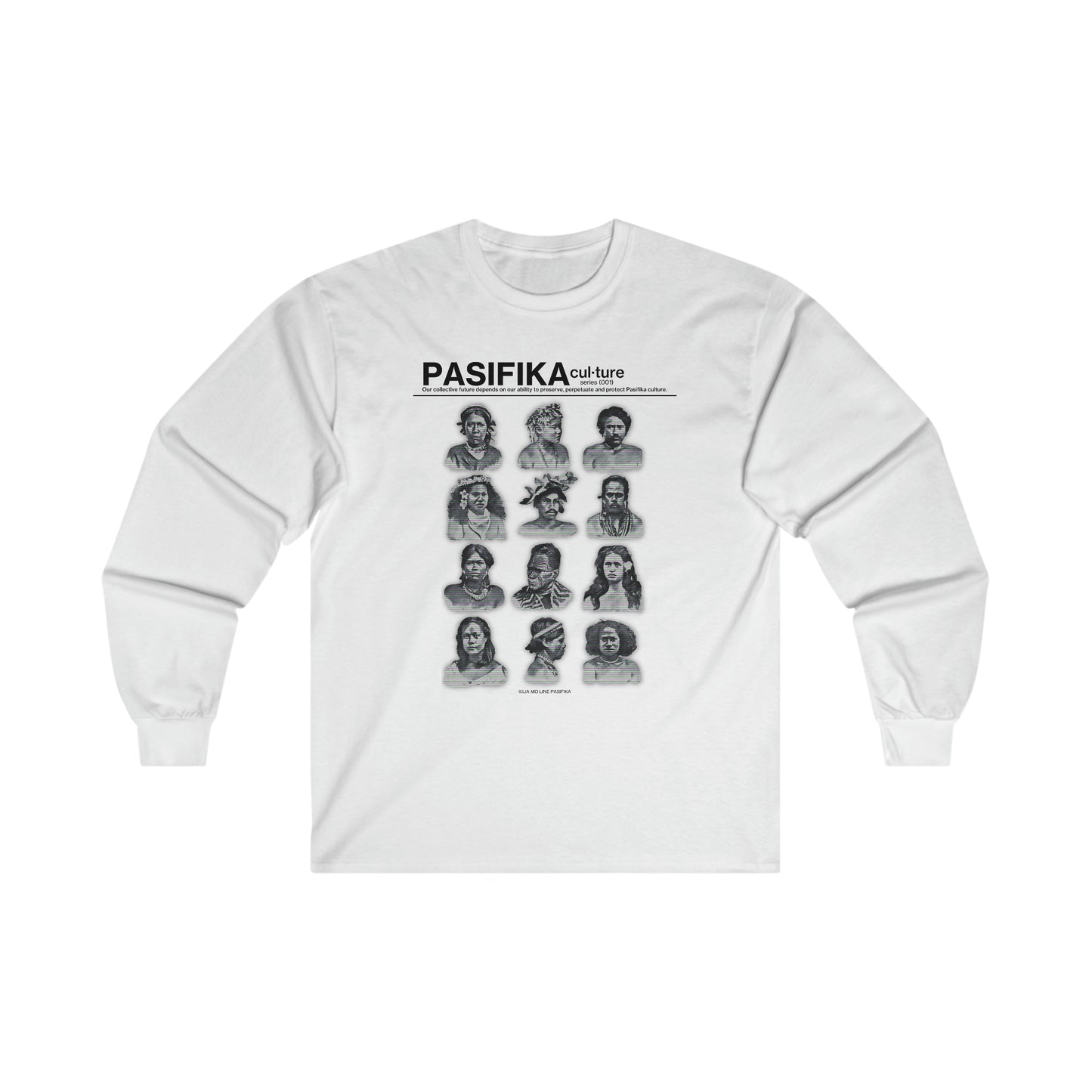 Pasifika Culture Series: 001 Faces of Pasifika Long Sleeve Tee-Heliaki