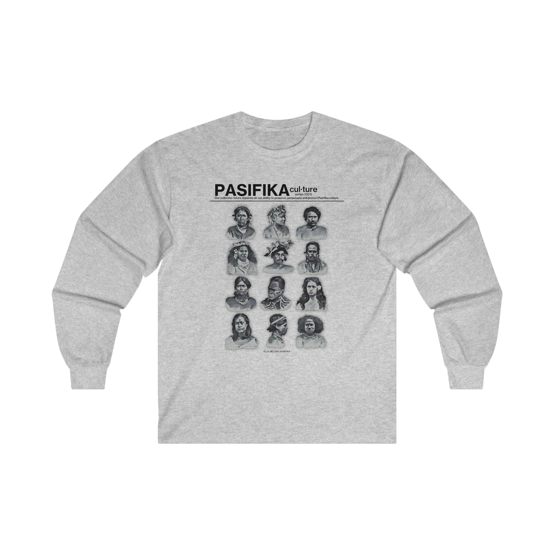 Pasifika Culture Series: 001 Faces of Pasifika Long Sleeve Tee-Heliaki