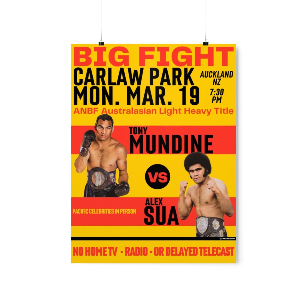 Mundine VS. Sua Vintage Inspired Pasifika Boxing Poster-Heliaki