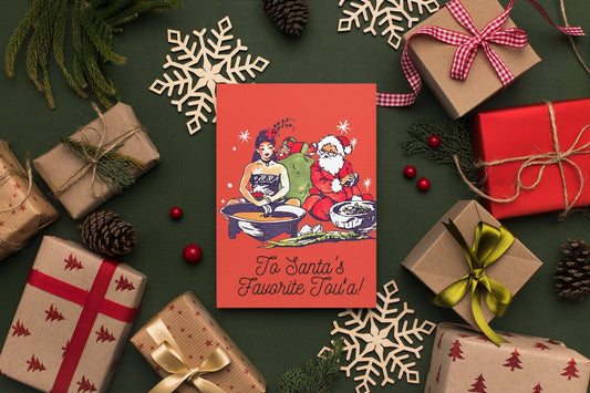 Santa's Favorite Tou'a (Free Pasifika Print At Home Christmas Cards)-Heliaki